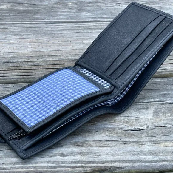 Handmade Genuine Leather Black Wallet Card Holder Purse Bi Fold Purse - Picture 13 of 13